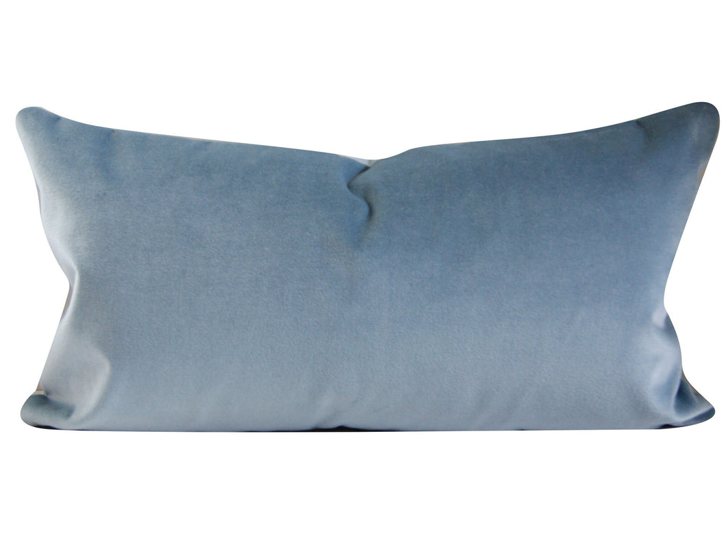 Dove Blue Velvet Pillow Cover,  light blue,  designer velvet pillow cover, 12x24 inch lumbar, ready to ship