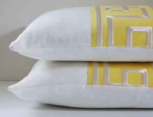 Schumacher Pillow Cover, Octavious trim, yellow and white, 14x20 inches, lumbar, studio tullia,  ready to ship
