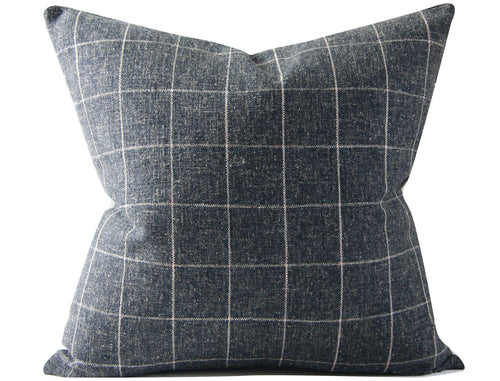 Rockport Charcoal, Gray and White Pillow Cover, 20x20 inches, grid, check,  ready to ship