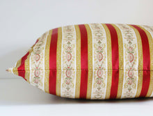Load image into Gallery viewer, Vintage French striped Pillow Cover, silk, gold and red, 20x20 inches, ready to ship