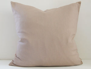 Light Pink Suede Pillow Cover, Linen Back, 20x20 inches, Rose quartz, Studio Tullia, ready to ship.