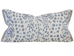 Les Touches, Embroidered, Canton Blue, various lumbar sizes,Lumbar, Pillow Cover, Studio Tullia, made to order