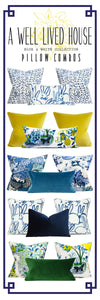 Les Touches, Embroidered, Canton Blue, various lumbar sizes,Lumbar, Pillow Cover, Studio Tullia, made to order