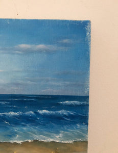 Vintage Painting, Beach Scene, 12"X16", acrylic painting, Ocean painting, original painting, ready to ship
