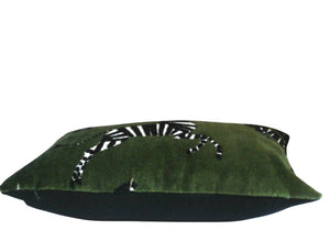 Green Velvet Fabric with Zebras, Modern Animal Velvet Fabric,  Animal Velvet Pillow Covers, custom sizes, made to order