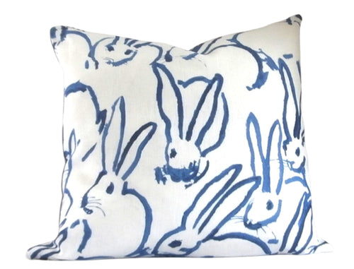 Bunny Hutch,Navy, Pillow Cover, Hunt Slonem, Lee Jofa, 18x18 inch , ready to ship