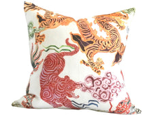 Load image into Gallery viewer, Dragon Pillow Cover, 20x20 inches, animal print, tiger print, Josef Frank, ready to ship