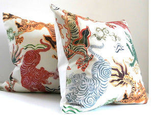Dragon Pillow Cover, 20x20 inches, animal print, tiger print, Josef Frank, ready to ship