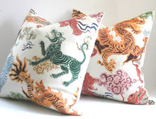 Load image into Gallery viewer, Dragon Pillow Cover, 20x20 inches, animal print, tiger print, Josef Frank, ready to ship