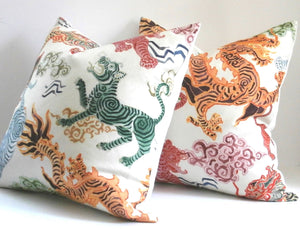 Dragon Pillow Cover, 20x20 inches, animal print, tiger print, Josef Frank, ready to ship