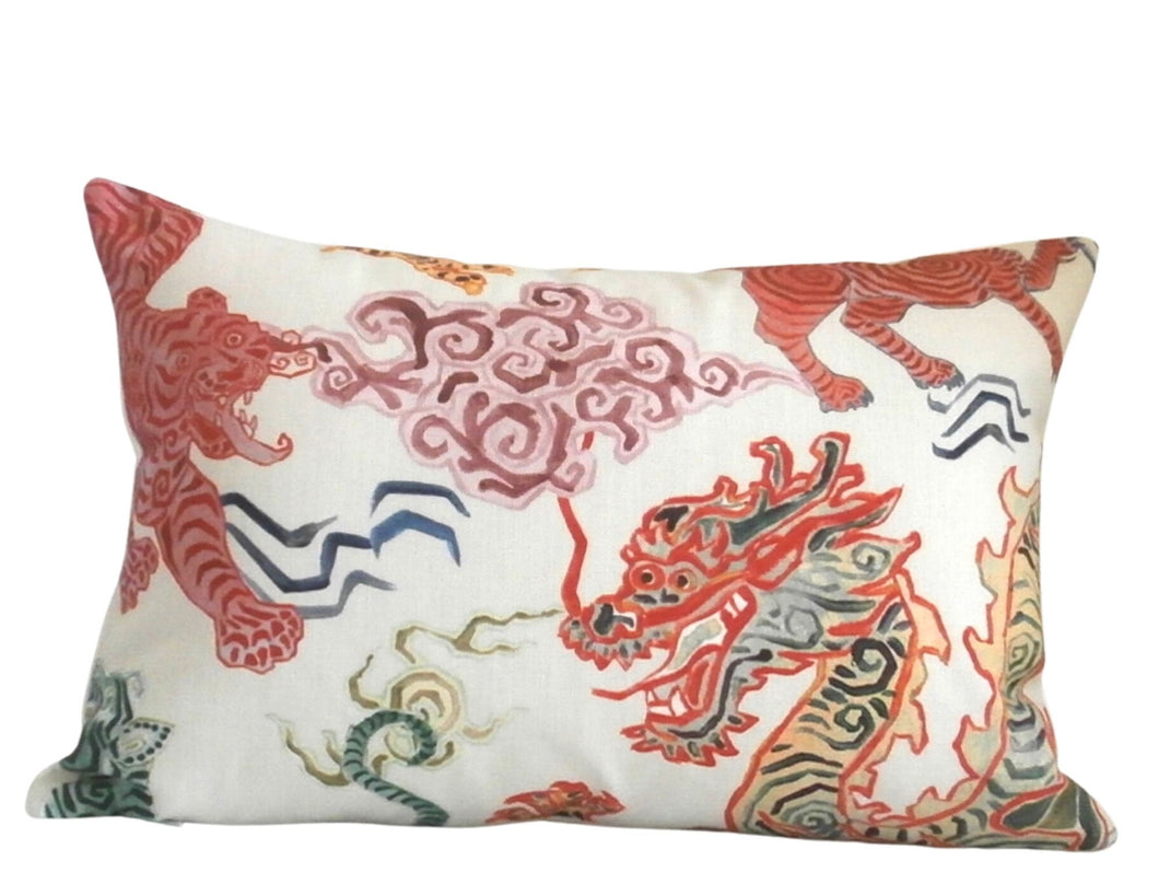 Dragon Pillow Cover, 11x17 inches, animal print, tiger print, Josef Frank, ready to ship