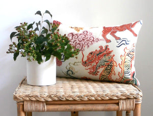 Dragon Pillow Cover, 20x20 inches, animal print, tiger print, Josef Frank, ready to ship