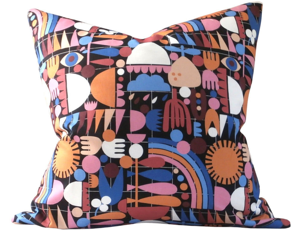 Lisa Congdon pillow cover, 19x19 inches, grid shapes black, mid century modern, decorative pillow cover, ready to ship