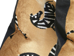 Yellow Velvet Fabric with Zebras, Modern Animal Velvet Fabric,  Animal Velvet Pillow Cover, 20x20 inches, ready to ship