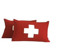 Load image into Gallery viewer, Wool Pillow Cover, red and white, first aid, Swiss, cross, cross pillow,  Studio Tullia, 11x17