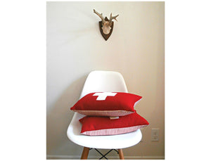 Wool Pillow Cover, red and white, first aid, Swiss, cross, cross pillow,  Studio Tullia, 11x17