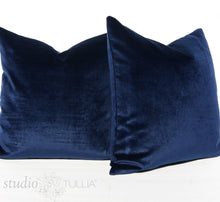 Load image into Gallery viewer, Midnight Blue,  Velvet Pillow Cover, 20x20 inches, Navy Blue, Studio Tullia, ready to ship