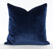 Load image into Gallery viewer, Midnight Blue,  Velvet Pillow Cover, 20x20 inches, Navy Blue, Studio Tullia, ready to ship