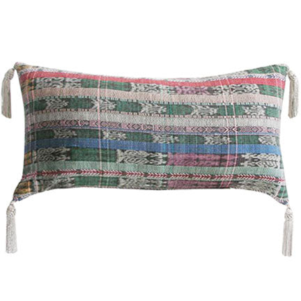 GUATEMALAN TASSEL STATEMENT PILLOW COVER, 14x33 inches