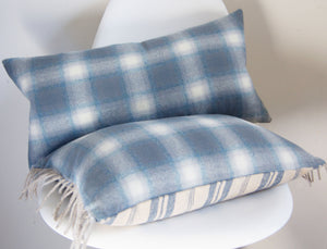 BLUE AND GREY WOOL PILLOW COVER